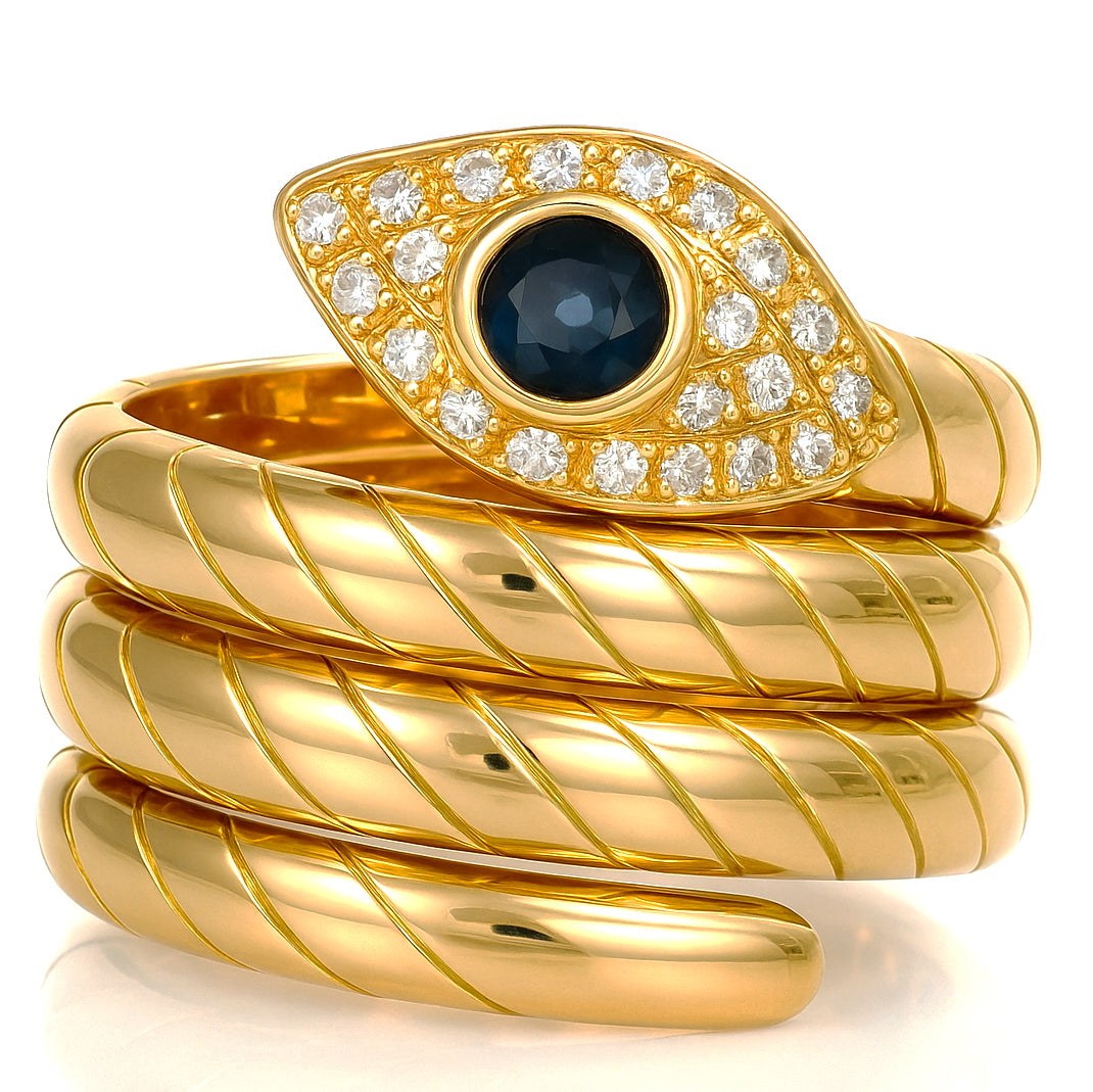 Anello - 18 carati Oro giallo - 0.41ct. tw. Zaffiro - Diamante