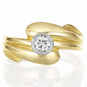Anello - 18 carati Oro bianco, Oro giallo - 0.35ct. tw. Diamante (Naturale)