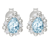 Orecchini - 18 carati Oro bianco - 0.74ct. tw. Acquamarina - Diamante