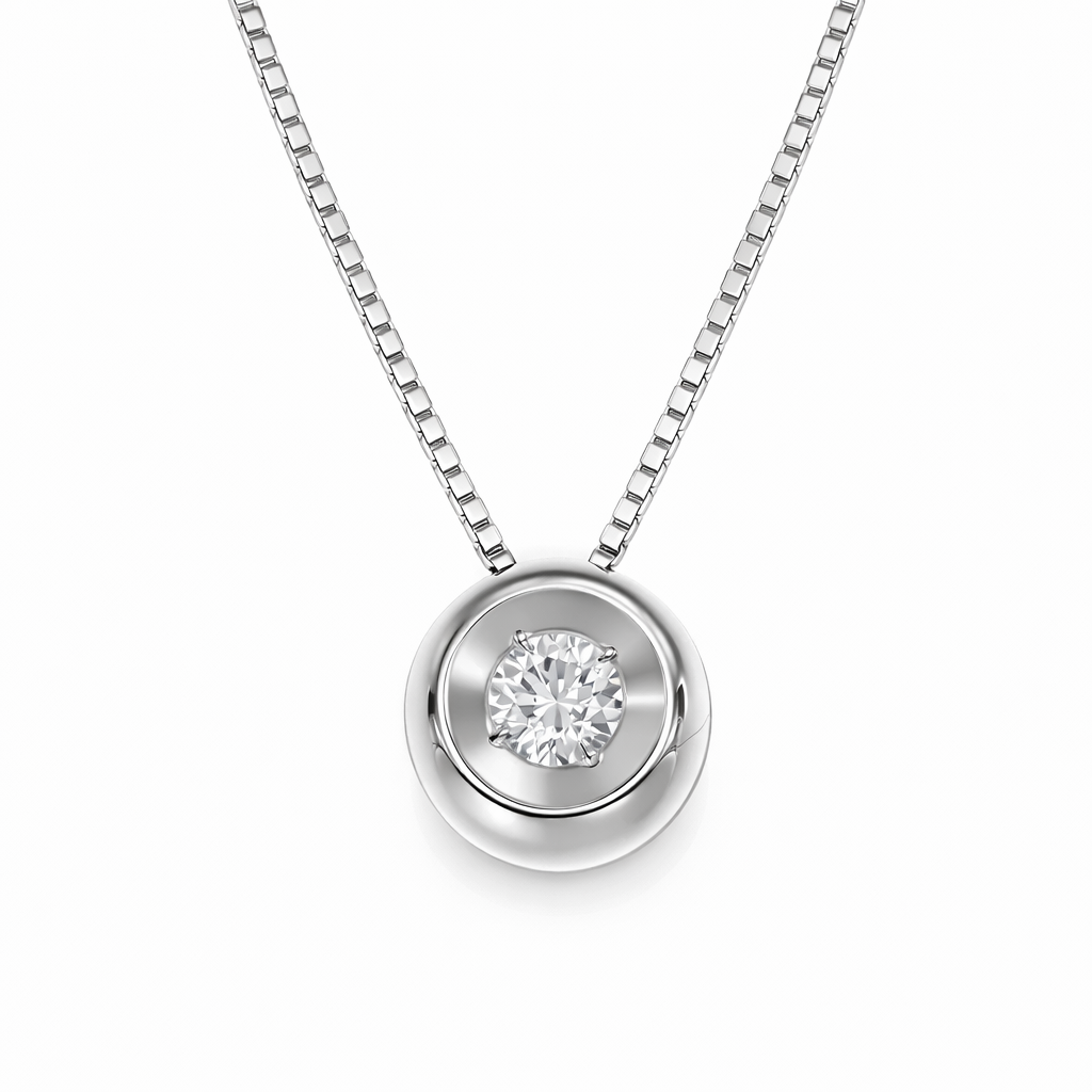 Collana con ciondolo - 18 carati Oro bianco - 0.10ct. tw. Diamante (Naturale)