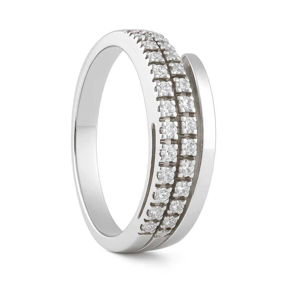 Anello - 18 carati Oro bianco - 0.15ct. tw. Diamante (Naturale)