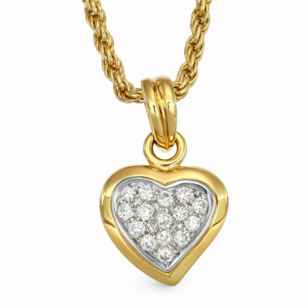 Collana con ciondolo - 18 carati Oro bianco, Oro giallo - 0.225ct. tw. Diamante (Naturale)