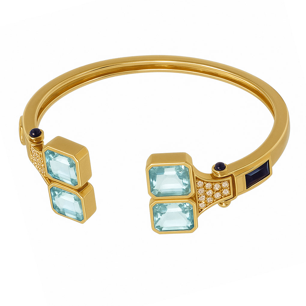 Bracciale - 18 carati Oro giallo, Diamanti 0.33 Ct - Topazi 8.60 Ct -Zaffiri 0.66 Ct - 9.59ct. tw.