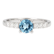 Anello - 18 carati Oro bianco - 0.66ct. tw. Acquamarina - Diamante