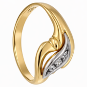 Anello in Oro Giallo e Oro Bianco,  18 carati con n 3 Diamanti da 0.01 tot 0.03 ct