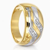 Anello - 18 carati Oro giallo, Oro bianco - 0.06ct. tw. Diamante (Naturale)