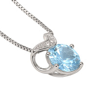 Collana con ciondolo - 18 carati Oro bianco - 0.78ct. tw. Acquamarina - Diamante