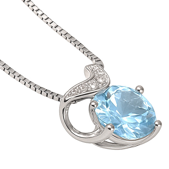 Collana con ciondolo - 18 carati Oro bianco - 0.78ct. tw. Acquamarina - Diamante