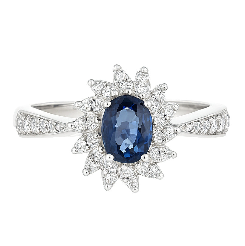 Anello - 18 carati Oro bianco - 1.68ct. tw. Zaffiro - Diamante