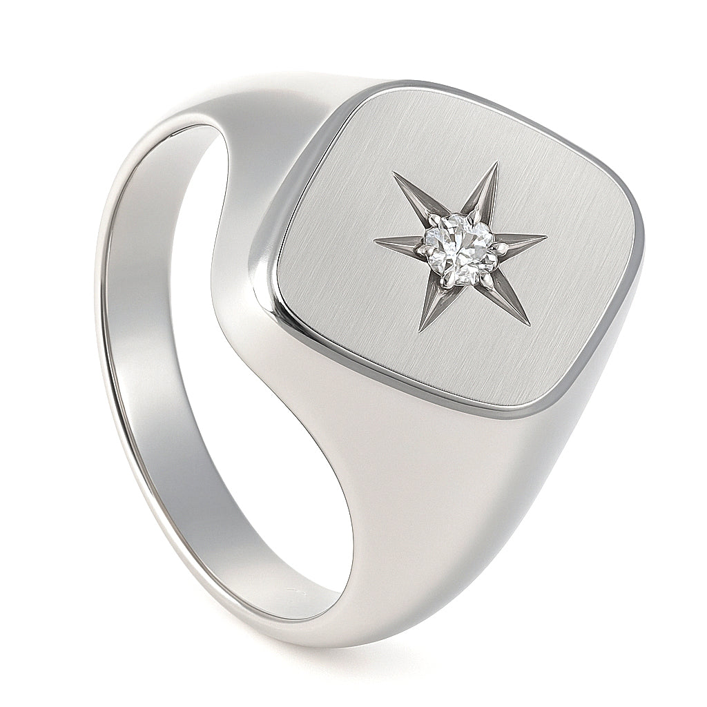 Anello - 18 carati Oro bianco - 0.03ct. tw. Diamante (Naturale)