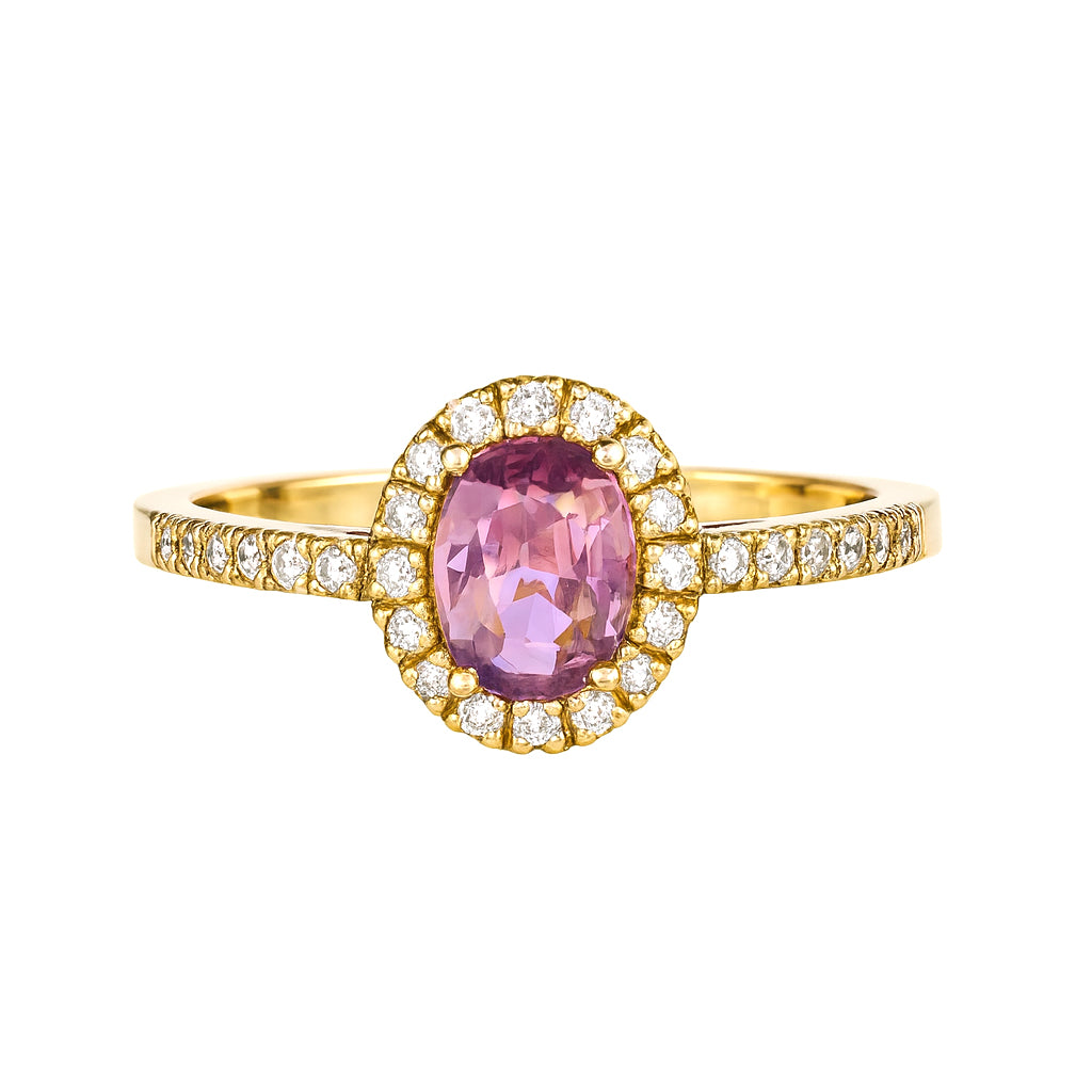 Anello - 18 carati Oro giallo - 1.03ct. tw. Tormalina - Diamante