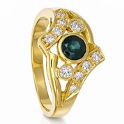 Anello - 18 carati Oro giallo - 0.64ct. tw. Zaffiro - Diamante