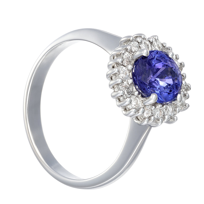 Anello - 18 carati Oro bianco - 2.21ct. tw. Tanzanite - Diamante