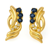 Orecchini - 18 carati Oro giallo - 0.66ct. tw. Zaffiro - Diamante