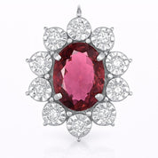 Ciondolo - 18 carati Oro bianco - 2.24ct. tw. Tormalina - Diamante