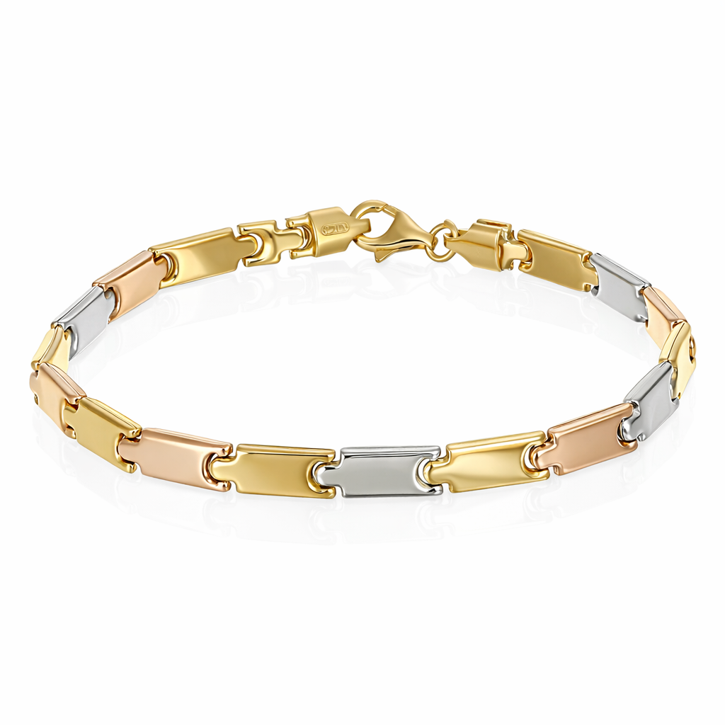 Bracciale unisex in oro giallo, oro bianco e oro rosa 18 carati