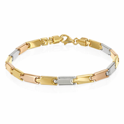 Bracciale unisex in oro giallo, oro bianco e oro rosa 18 carati