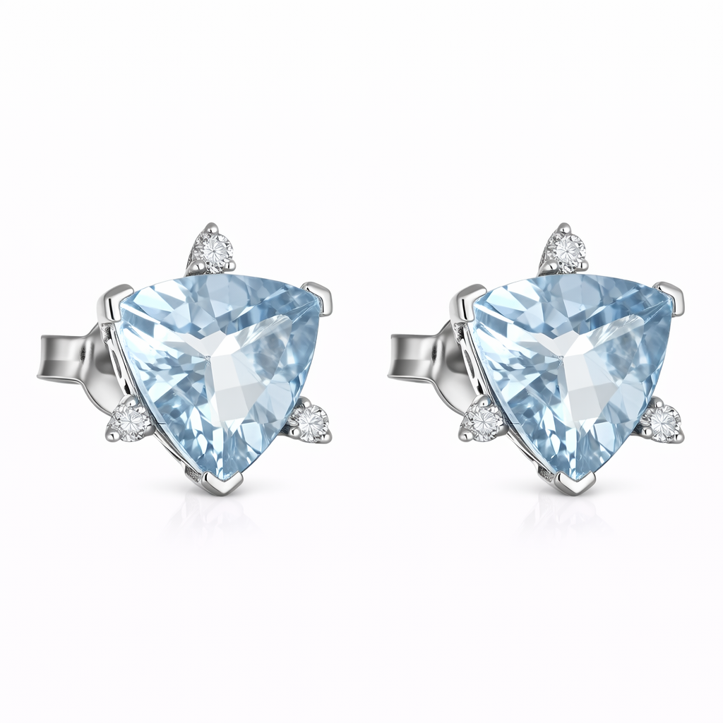 Orecchini - 18 carati Oro bianco - 1.57ct. tw. Acquamarina - Diamante