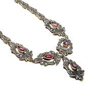 Collana - 18 carati Argento, Oro bianco - 10.13ct. tw. Rubino - Diamante