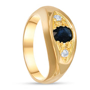 Anello - Oro giallo 18 kt. - 0,58 ct. tw. Zaffiro - Diamante