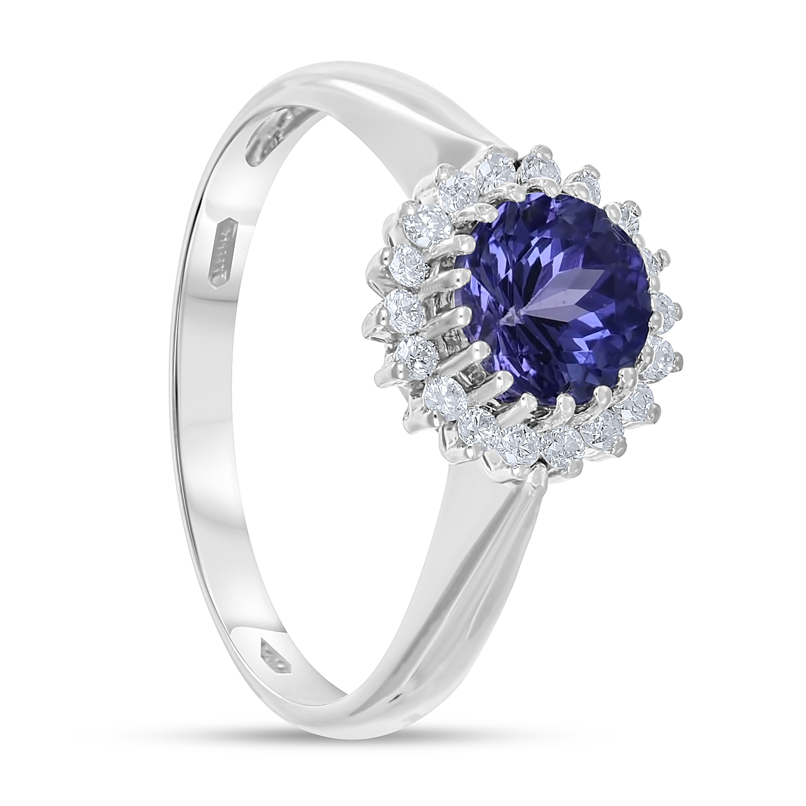 Anello - 18 carati Oro bianco - 1.32ct. tw. Tanzanite - Diamante