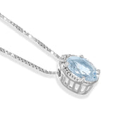 Collana con ciondolo - 18 carati Oro bianco - 0.66ct. tw. Acquamarina - Diamante