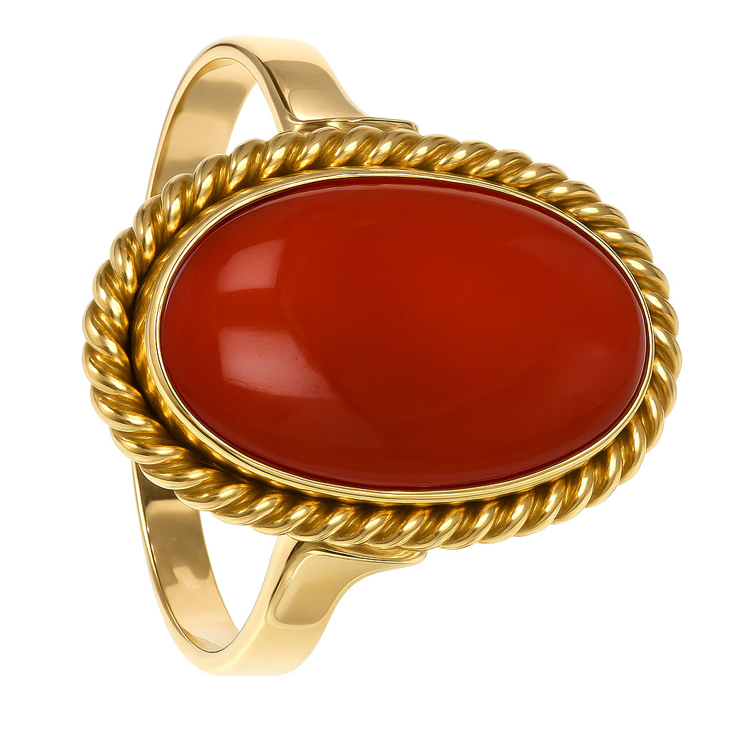 Anello - 18 carati Oro giallo Corallo