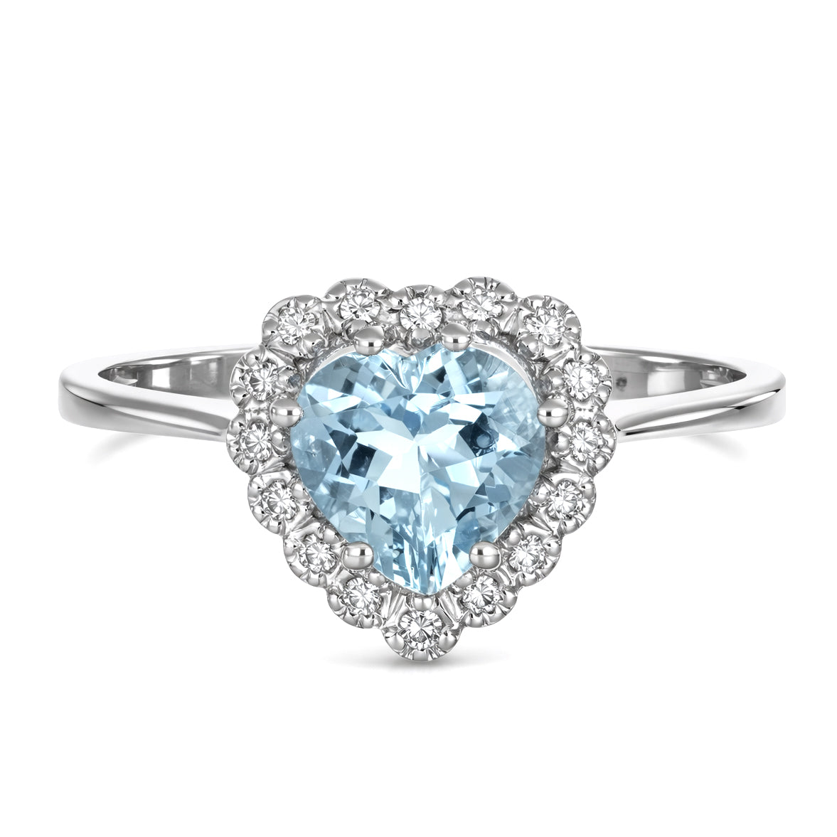 Anello - 18 carati Oro bianco Acquamarina - Diamante