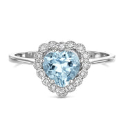 Anello - 18 carati Oro bianco Acquamarina - Diamante