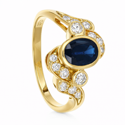 Anello - 18 carati Oro giallo - 1.70ct. tw. Zaffiro - Diamante - Made in Italy - Handmade