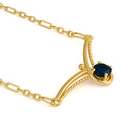 Collana con ciondolo - 18 carati Oro giallo - 0.37ct. tw. Zaffiro - Diamante