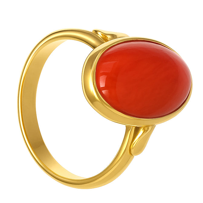 Anello - 18 carati Oro giallo Corallo