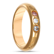 Anello - Oro giallo 18 kt., Diamante - Quarzo rosa - Topazio - 0,24 ct. tw.