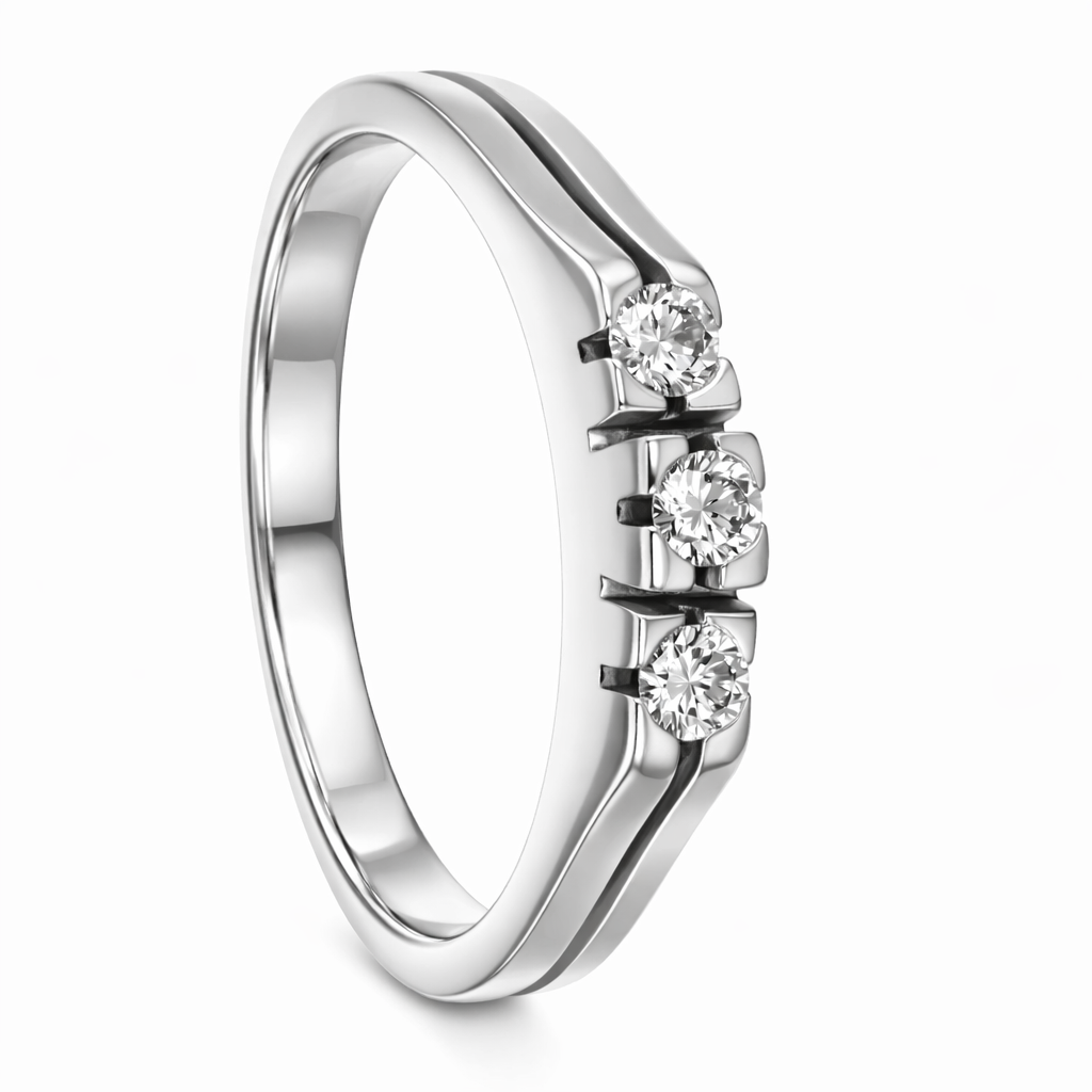 Anello - 18 carati Oro bianco - 0.12ct. tw. Diamante (Naturale)