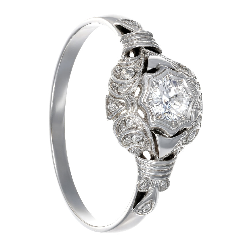 Anello - 18 carati Oro bianco - 0.19ct. tw. Diamante (Naturale)