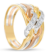 Anello - Oro rosa 18 kt, Oro bianco, Oro giallo - 0,09 ct. tw. Diamante (naturale)