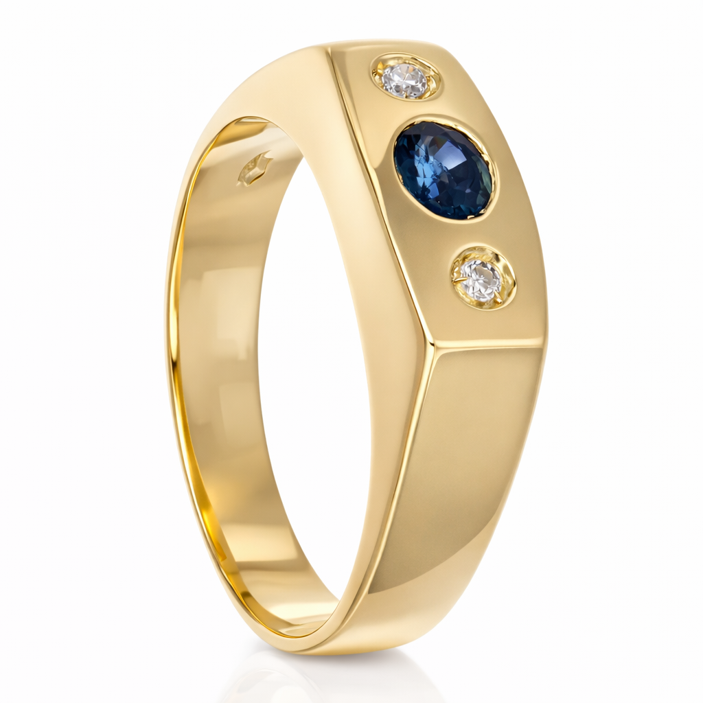 Anello - 18 carati Oro giallo - 0.41ct. tw. Zaffiro - Diamante - Made in Italy - Handmade
