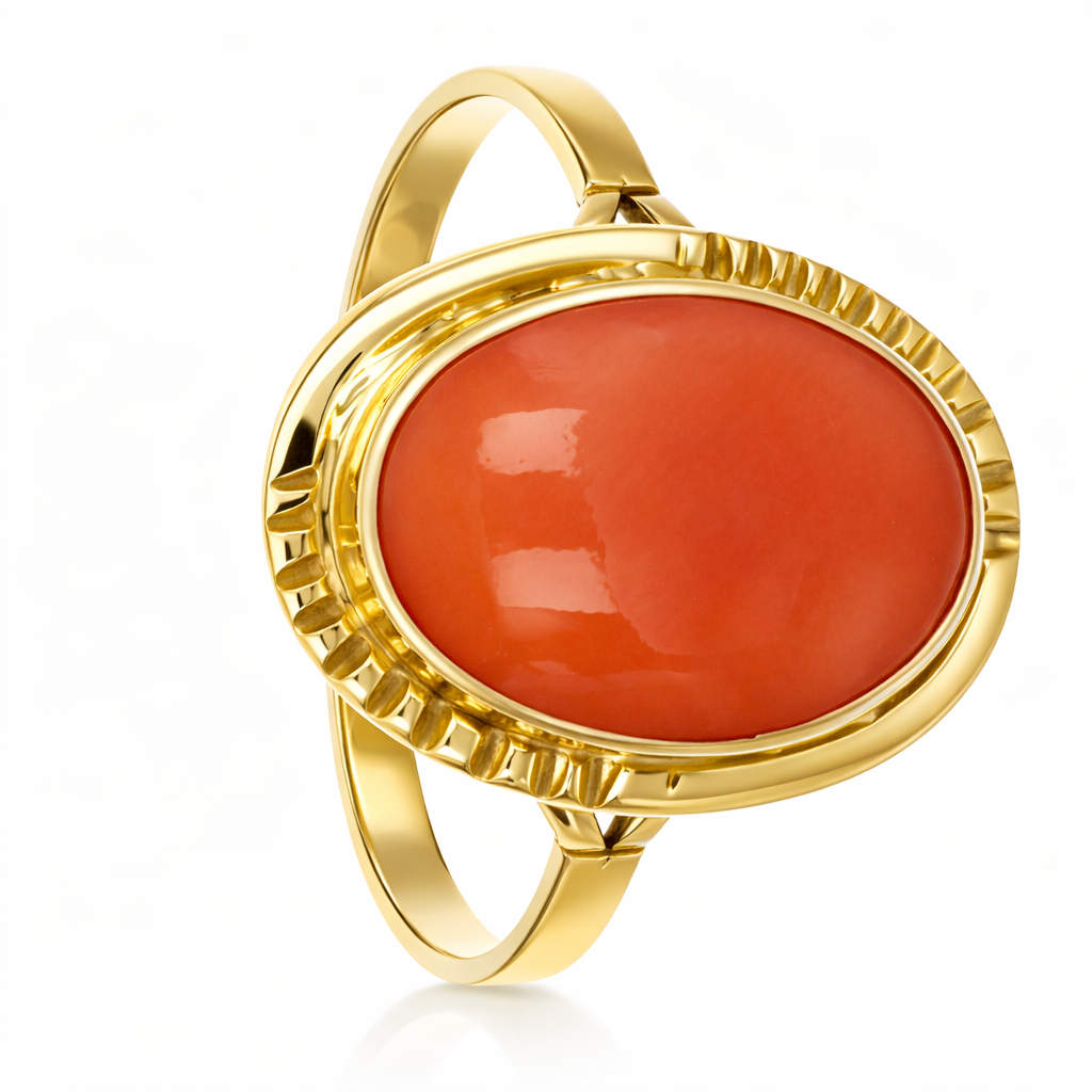 Anello - 18 carati Oro giallo Corallo