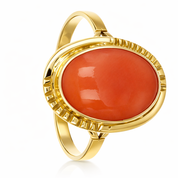 Anello - 18 carati Oro giallo Corallo