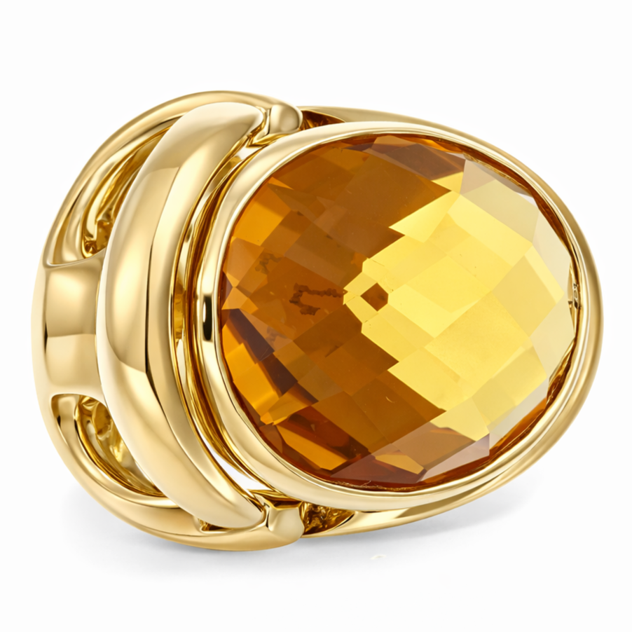 Anello - 18 carati Oro giallo - 19.80ct. tw. Topazio