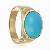 Anello - 18 carati Oro giallo - 7.00ct. tw. Turchese
