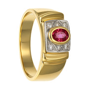 Anello - 18 carati Oro bianco, Oro giallo - 0.20ct. tw. Rubino - Diamante