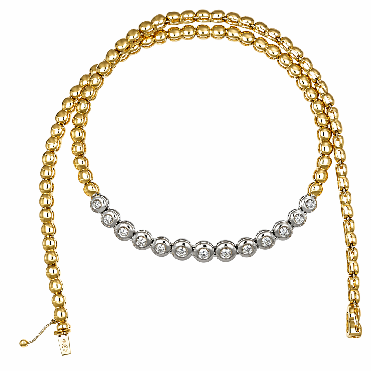 Collana - 18 carati Oro giallo, Oro bianco - 1.00ct. tw. Diamante (Naturale) - Made in Italy - Handmade
