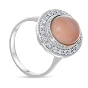 Anello - 18 carati Oro bianco - 0.42ct. tw. Diamante (Naturale) - Corallo