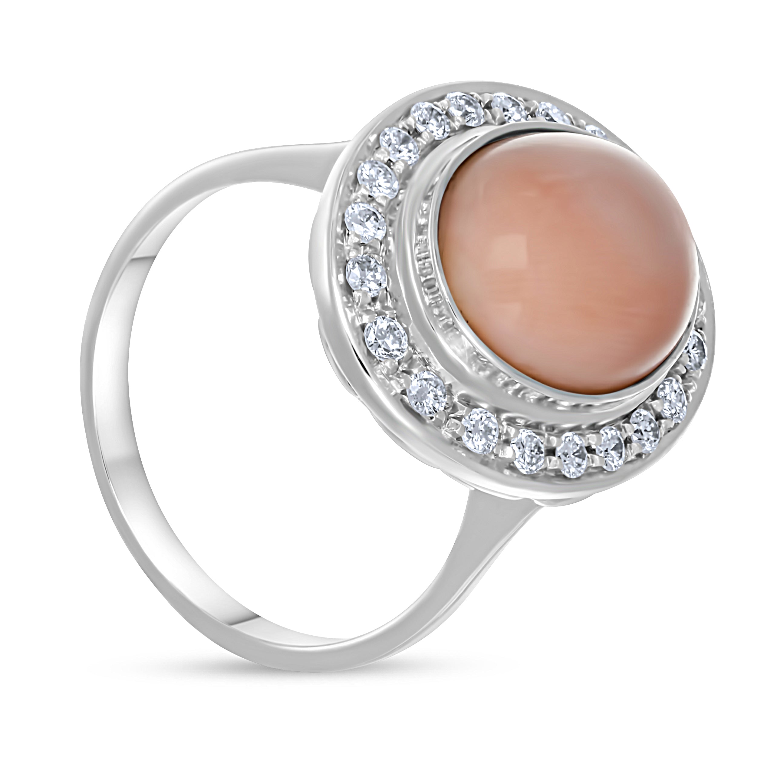 Anello - 18 carati Oro bianco - 0.42ct. tw. Diamante (Naturale) - Corallo