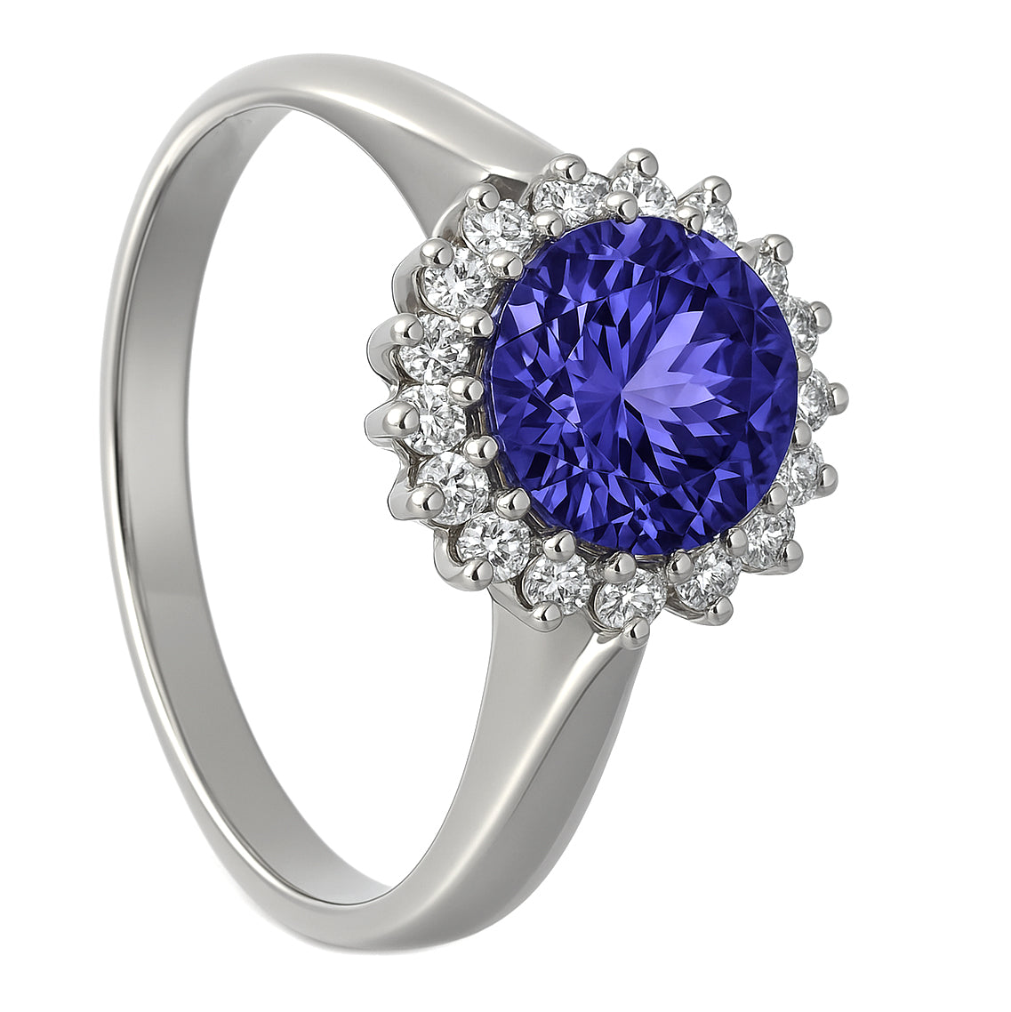 Anello - 18 carati Oro bianco - 1.33ct. tw. Tanzanite - Diamante
