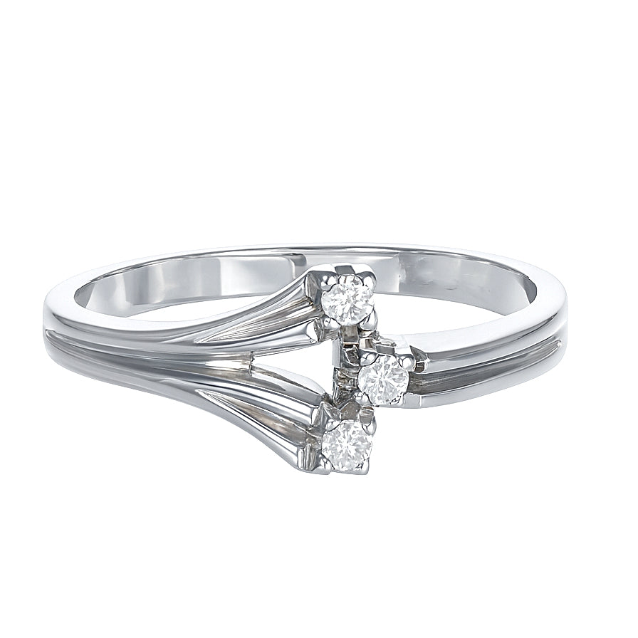 Anello - 18 carati Oro bianco - 0.12ct. tw. Diamante (Naturale)