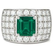 Anello - 18 carati Oro bianco - 6.50ct. tw. Smeraldo - Diamante