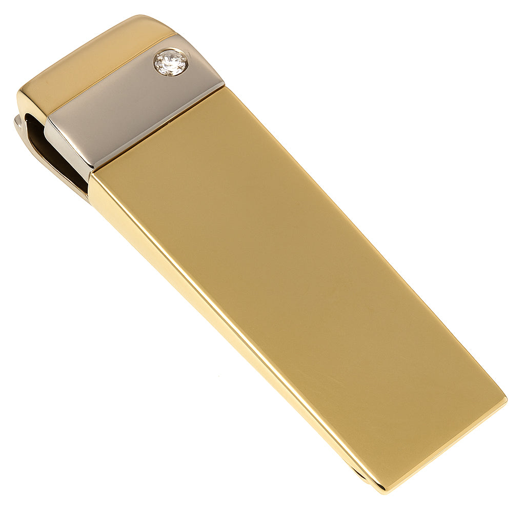 Fermacravatta - 18 carati Oro giallo, Ferma soldi , Oro bianco - 0.03ct. tw. Diamante (Naturale)