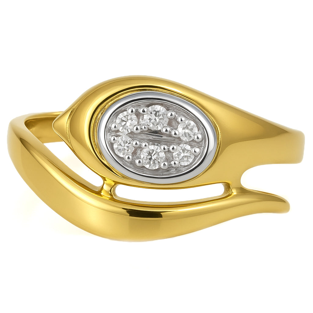 Anello - 18 carati Oro bianco, Oro giallo - 0.03ct. tw. Diamante (Naturale)